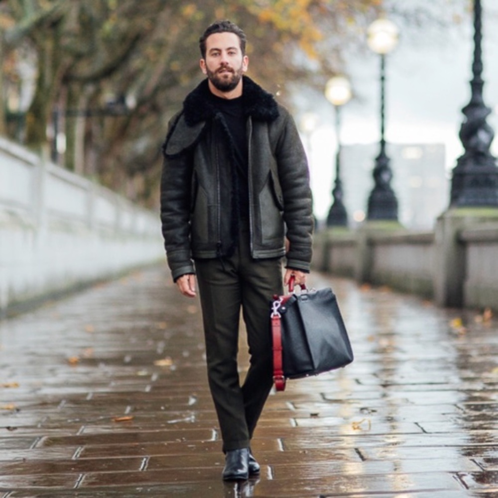 Coach green/black shearling bomber (men's)